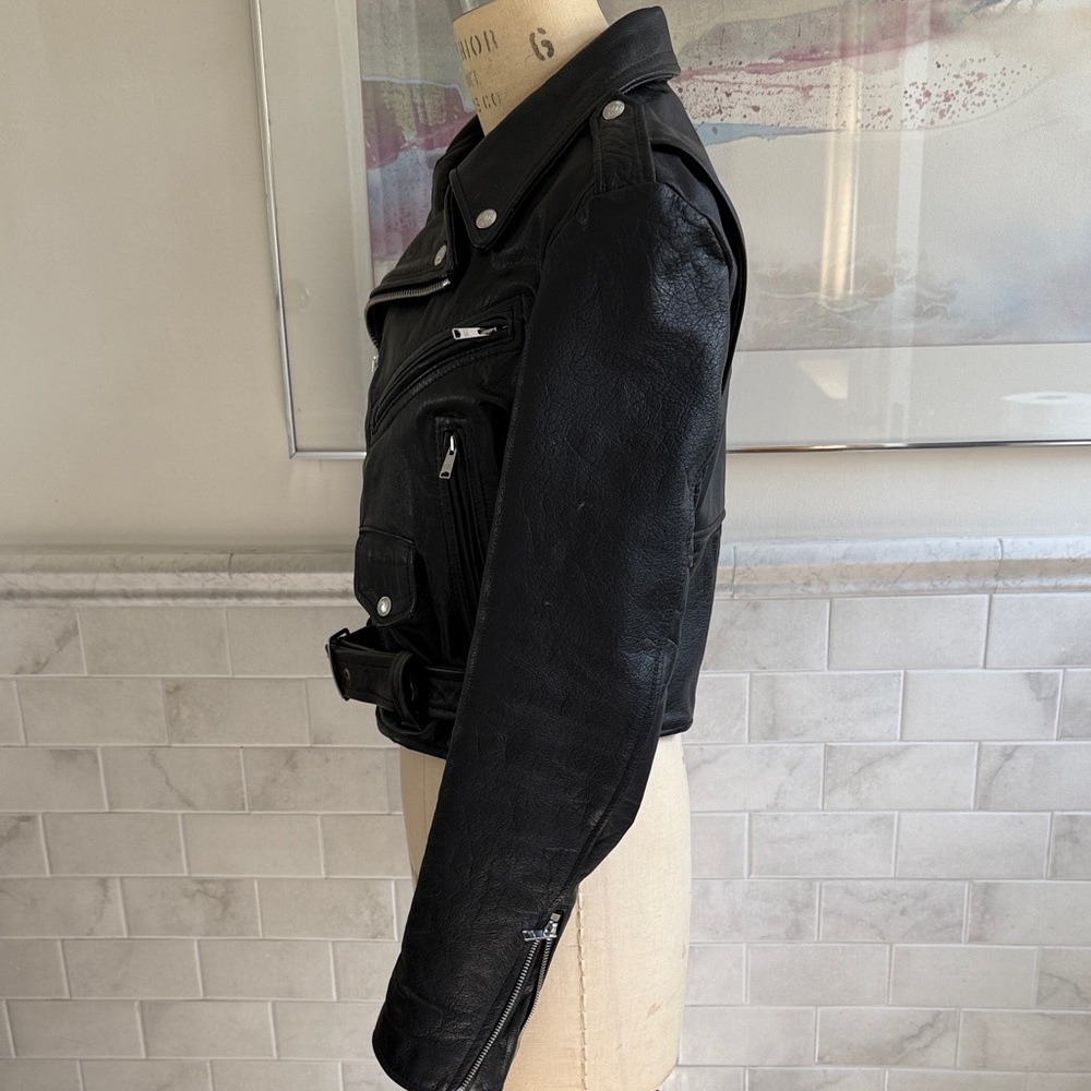 Re/Done Black Leather Moto Jacket - Picture 12 of 17